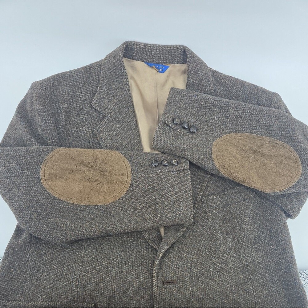 Vtg Pendleton Men Jacket 44 Elbow Patches Wool Brown Classic Old Money Heritage